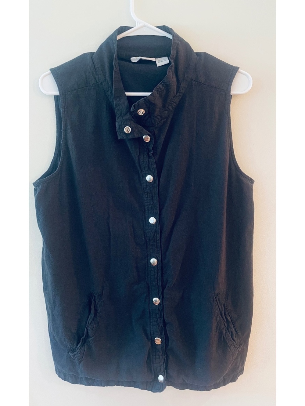 1990s/Y2K Vintage Collections Etc Black Sleeveless Button-Up Vest, Size Large